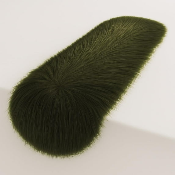 FabricLA Olive Faux Fur Accent Cut 12 x 30 Inches with Rounded Edges for Holiday & Christmas Decor