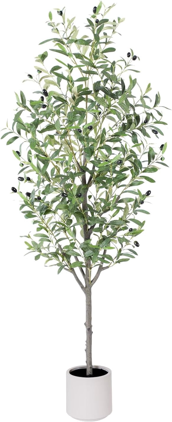 Olive Tree Artificial Indoor, 5ft Tall Silk Faux Olive Tree with White ...