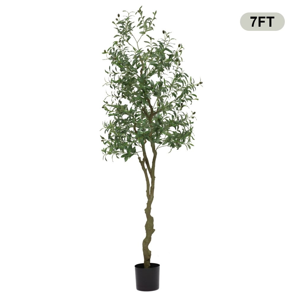 Olive Tree Artificial Plant In Black Pot 7 FT