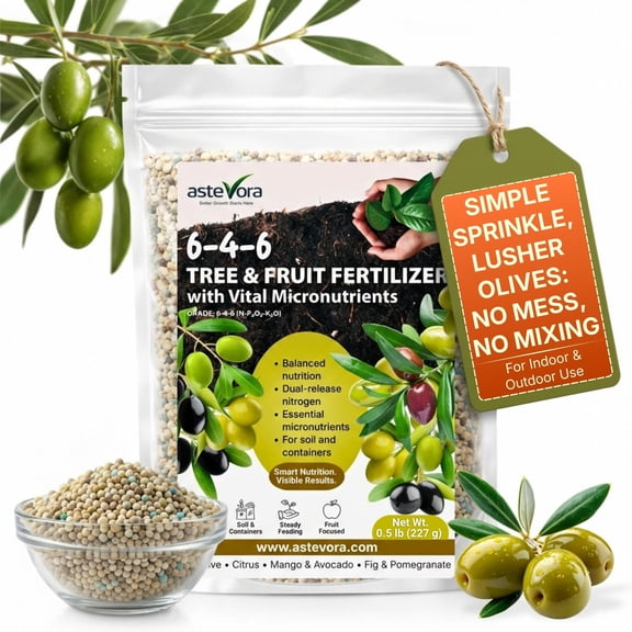 Olive Tree Fertilizer Fruit Tree Fertilizer for Olive Tree, Citrus, Lemon, Lime, Fig, Avocado, Mango, Apple & Pomegranate for Potted & Outdoor Trees (8 oz - 1/2 lbs.)