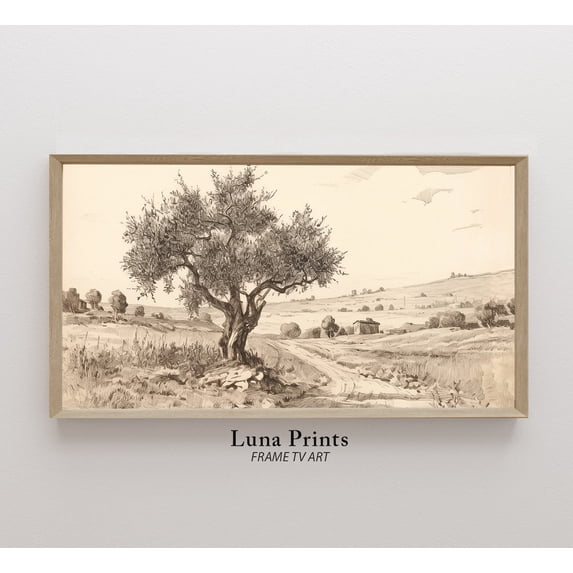 Tree Deocrations Olive Tree Landscape Wall Art, Sketch, Living Room, Gallery Wall, Home ...