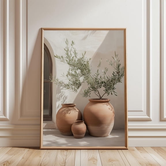 Olive Tree Terracotta Pot Mediterranean Decorative Design Accent Display Room Living Wall Art