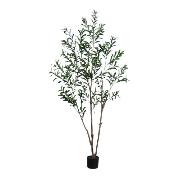 Olive Trees Artificial Indoor,5/6/7FT Tall Faux Olive Tree with Planter,Artificial Plants with Natural Wood Trunk for Home Office Decor