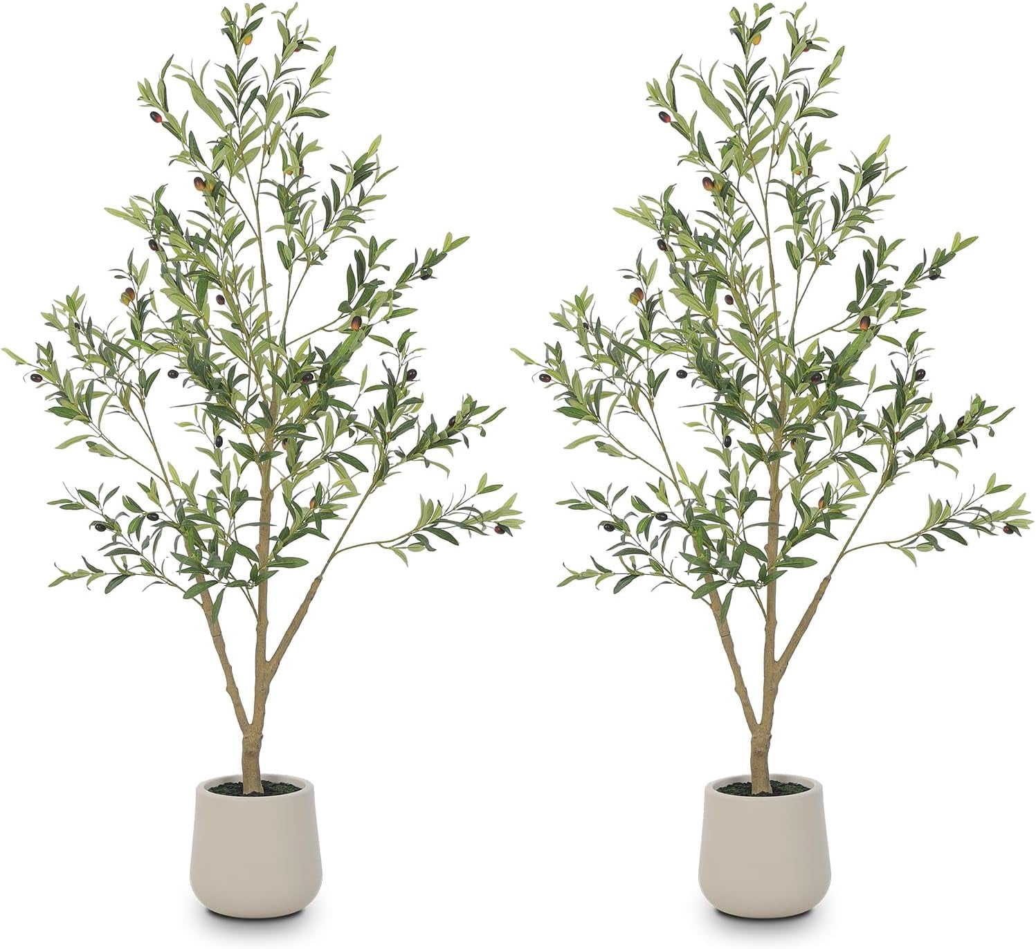 Olive Trees Artificial Indoor, 5FT Tall Faux Olive Tree with White Tall ...