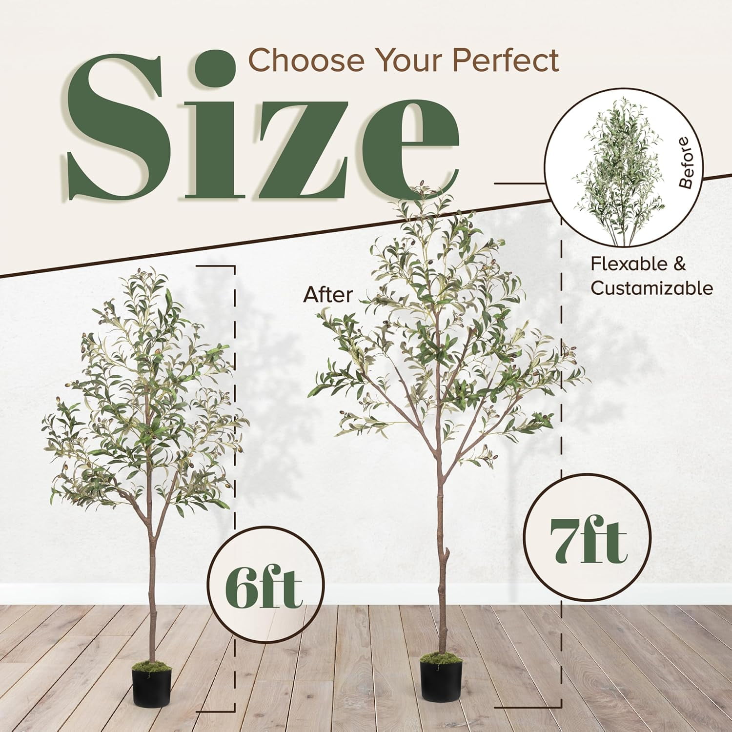 Olive Trees Artificial Indoor 6FT Tree with Rechargeable LED Spotlight ...