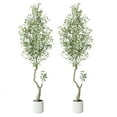 thumbnail image 1 of 7ft Olive Trees Artificial Indoor-Tall Fake Plants with 72 Lifelike Olive Fruits 864 Dense Leaves-Faux Plants in White Imitation Ceramic-Perfect for Modern Home Decor-2pack, 1 of 7