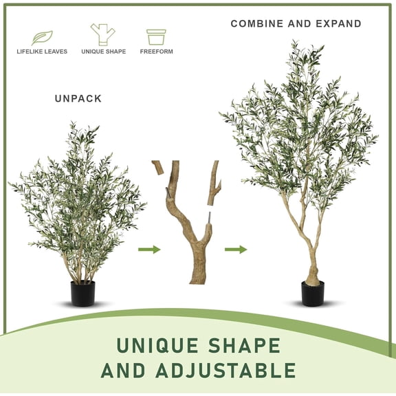 Olive Trees Artificial Indoor - Faux Olive Tree 7ft with Large Olive Branches and Lifelike Fruits - Fake Olive Tree for Modern Home Office House Living Room Decor