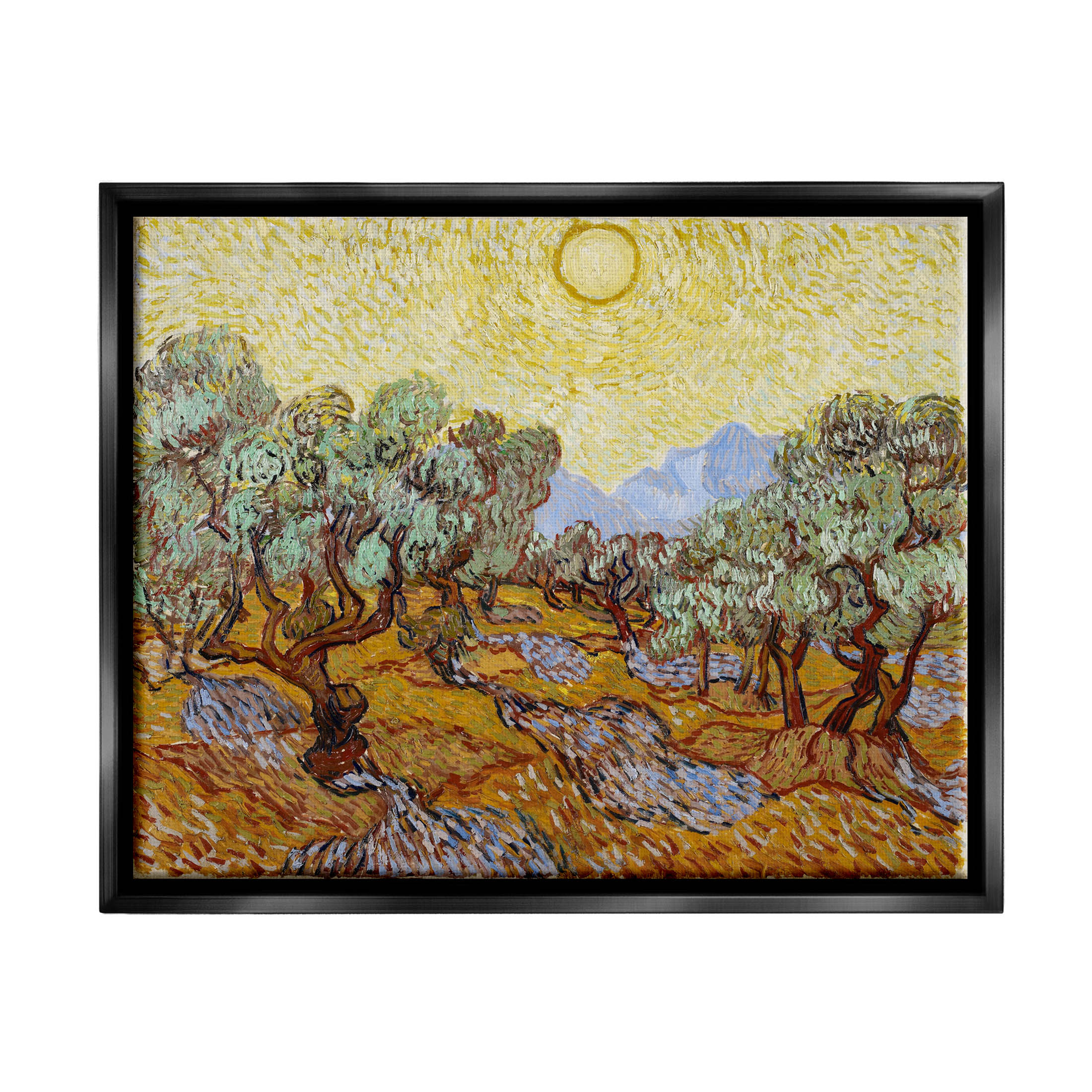 Olive Trees Van Gogh Landscape Landscape Painting Jet Black Framed Art Print Wall Art