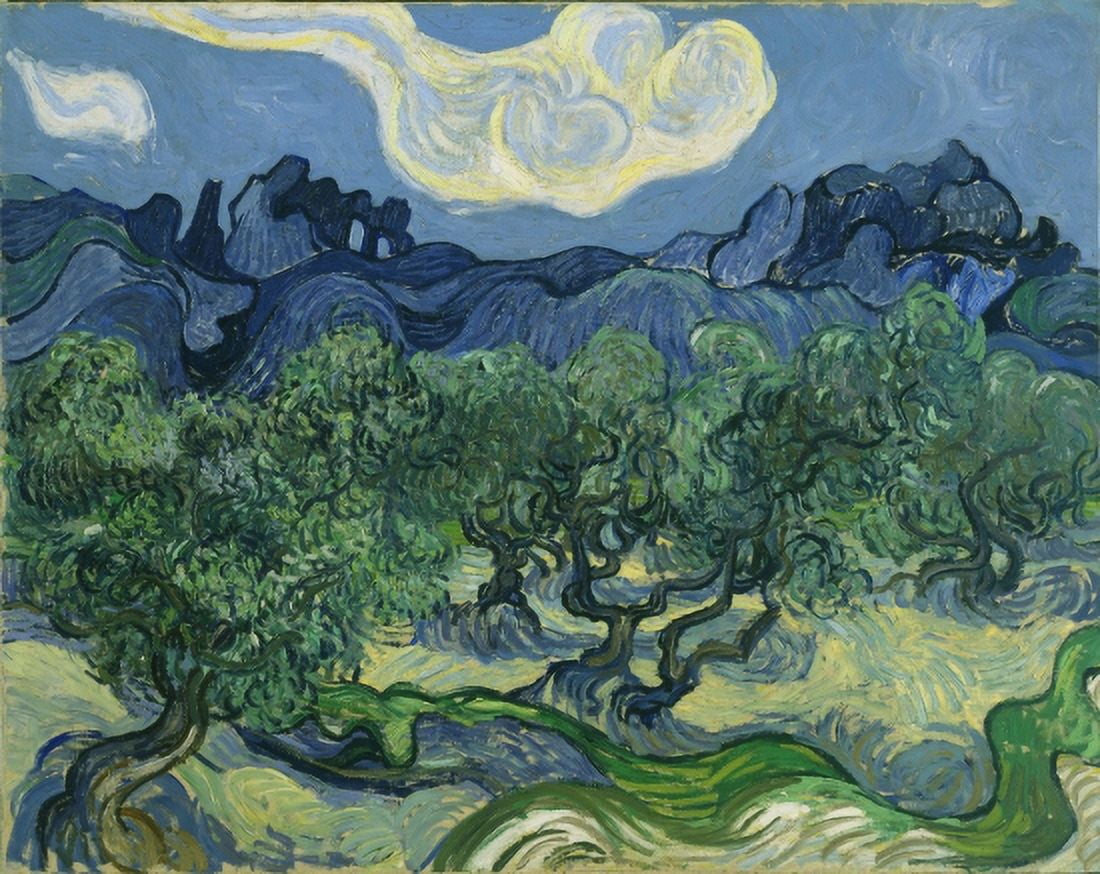 Olive Trees With The Alpilles In The Background Canvas Art - Vincent Van Gogh (18 x 24)