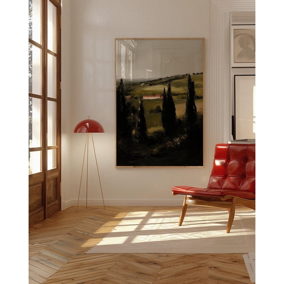Olive Tuscan Landscape Rustic Earth Tone Farmhouse Poster Unframed Paper Print