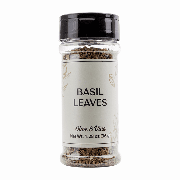 Olive & Vine Basil Leaves, Fresh Herbal Flavor, Seasoning for Pasta, Pesto, Salads, Rich Tradition, Authentic Taste, For Global Recipes 1.28 Ounce