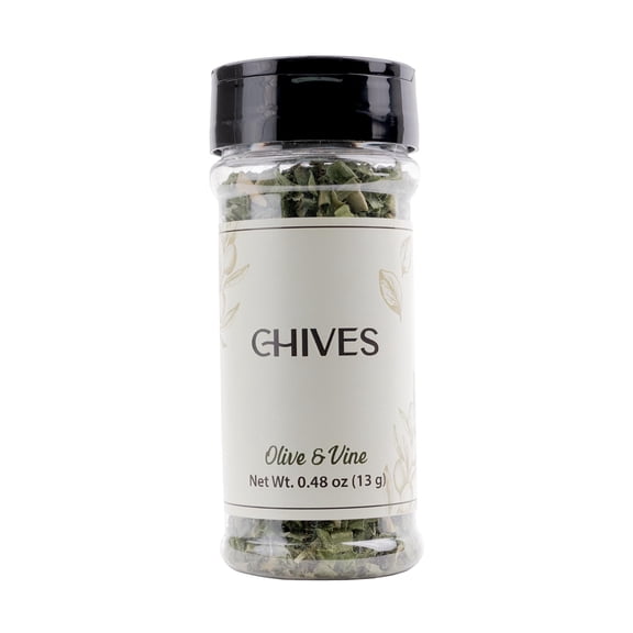 Olive & Vine Chives, Fresh & Mild Flavor, Seasoning for Soups, Salads, Omelets, Rich Tradition, Authentic Taste, For Global Recipes 0.48 Ounce