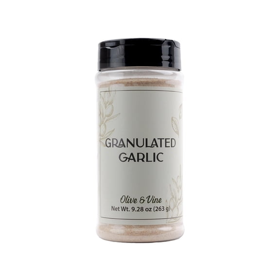 Olive & Vine Granulated Garlic, Savory & Aromatic, Seasoning for Pasta, Roasted Vegetables, Grilled Meats, Rich Tradition, Authentic Taste, For Global Recipes 9.28 Ounce