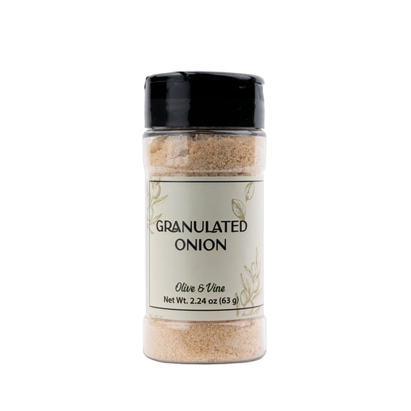 Olive & Vine Granulated Onion, Savory Flavor, Seasoning for Soups, Stews, and Sauces, Rich Tradition, Authentic Taste, For Global Recipes 2.24 Ounce