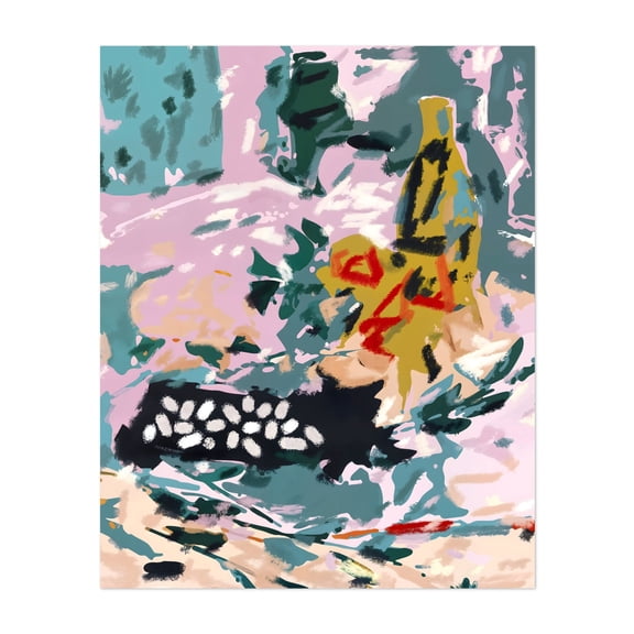 Olive Watcher - Painting Abstract Modern Art Psychedelic Surrealism Minimalist Geometric Unframed Wall Art Print 30 x 40 inches