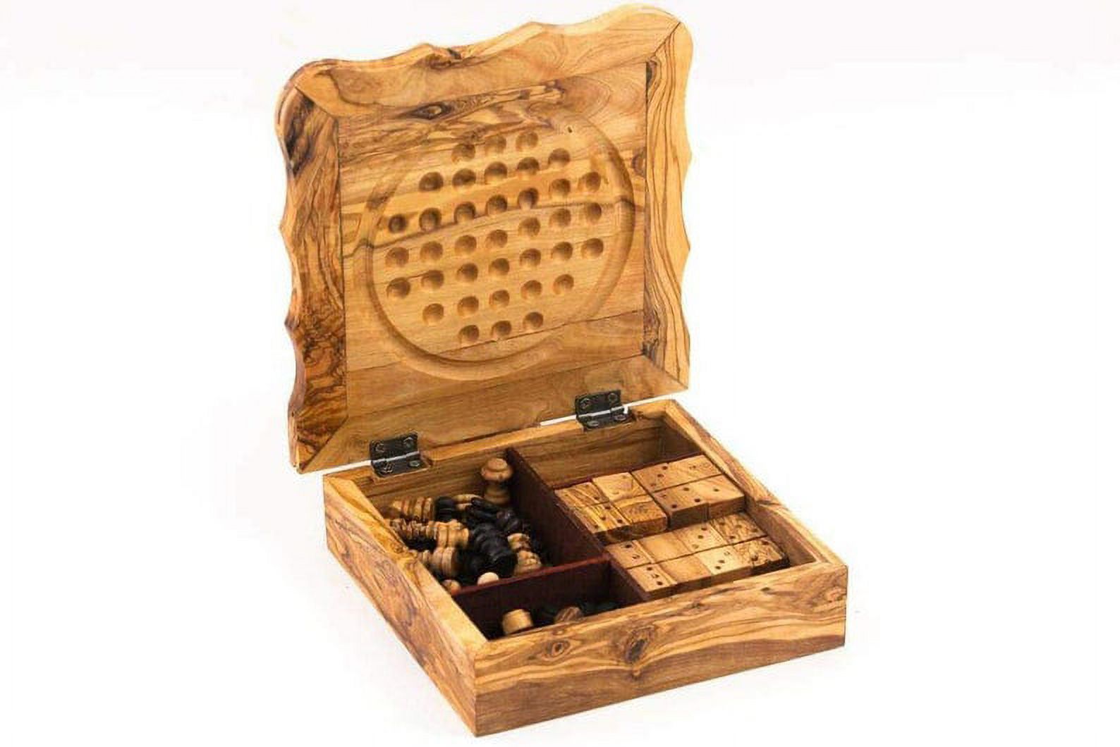 Olive Wood 4 Games Set (Chess, Checkers, Solitaire, Dominos) - Walmart.com