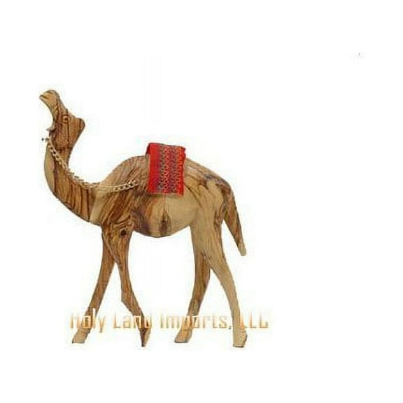 Olive Wood Camel With Red Saddle (7"H).