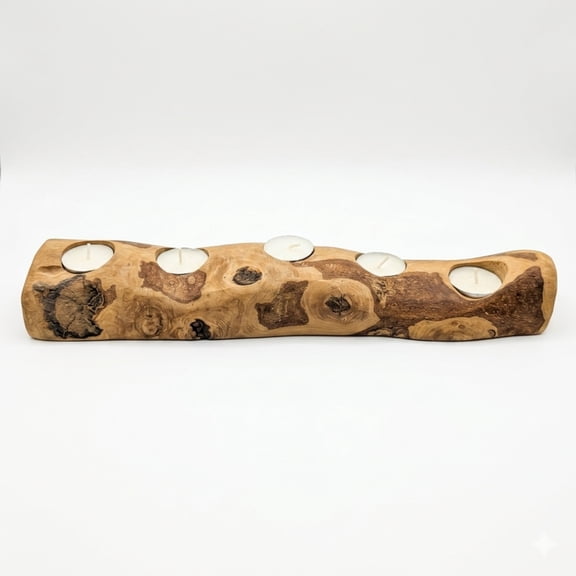 Olive Wood Candle Holder