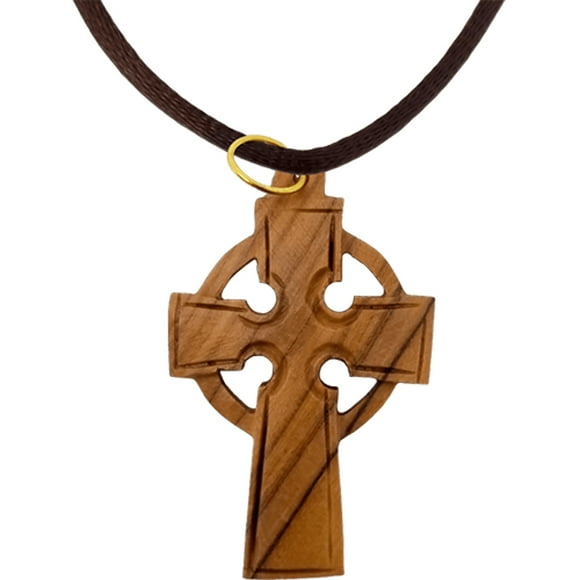 Olive Wood Celtic Cross Necklace