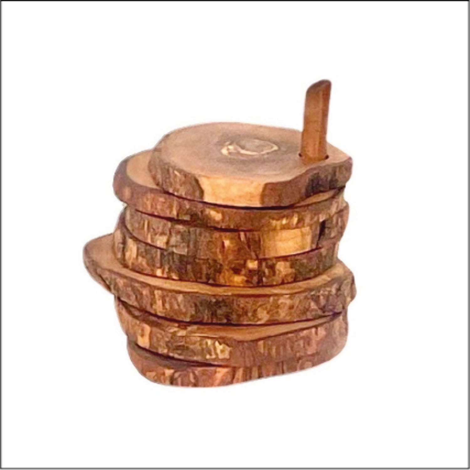 Olive Wood Coaster Set with Holder -7 Pcs