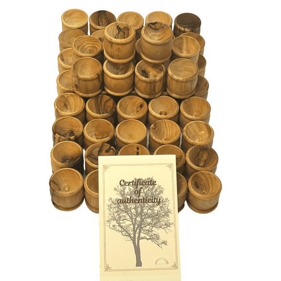 Olive Wood Communion Cups (50-Pack) - 1.1" Tall