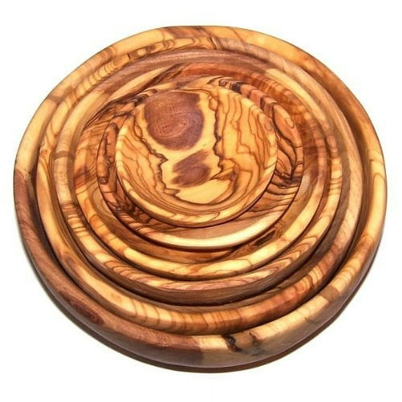 Olive Wood Handcrafted Bowls, Set of 6 sizes ( 2.8 - 7.2 Inches in diameter ) - Asfour Outlet Trademark