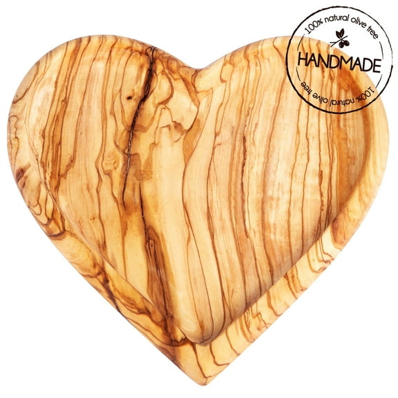 Olive Wood Heart Serving Plate