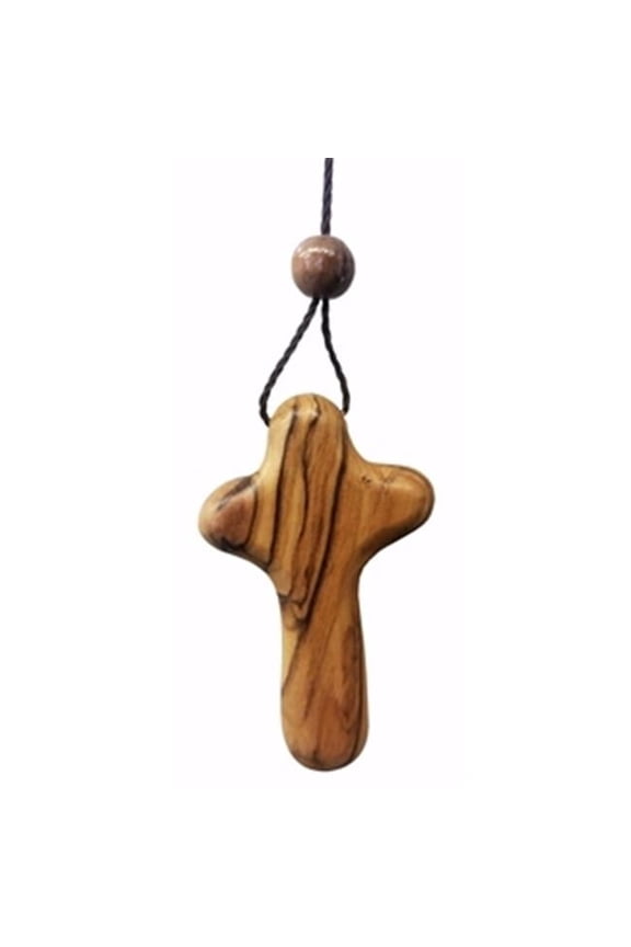 Olive Wood-Holding Cross Pendant 2in.
