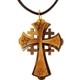 thumbnail image 1 of Olive Wood Jerusalem Cross Pendant, 1 of 5