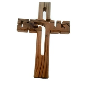 Olive Wood Jesus Name Cross