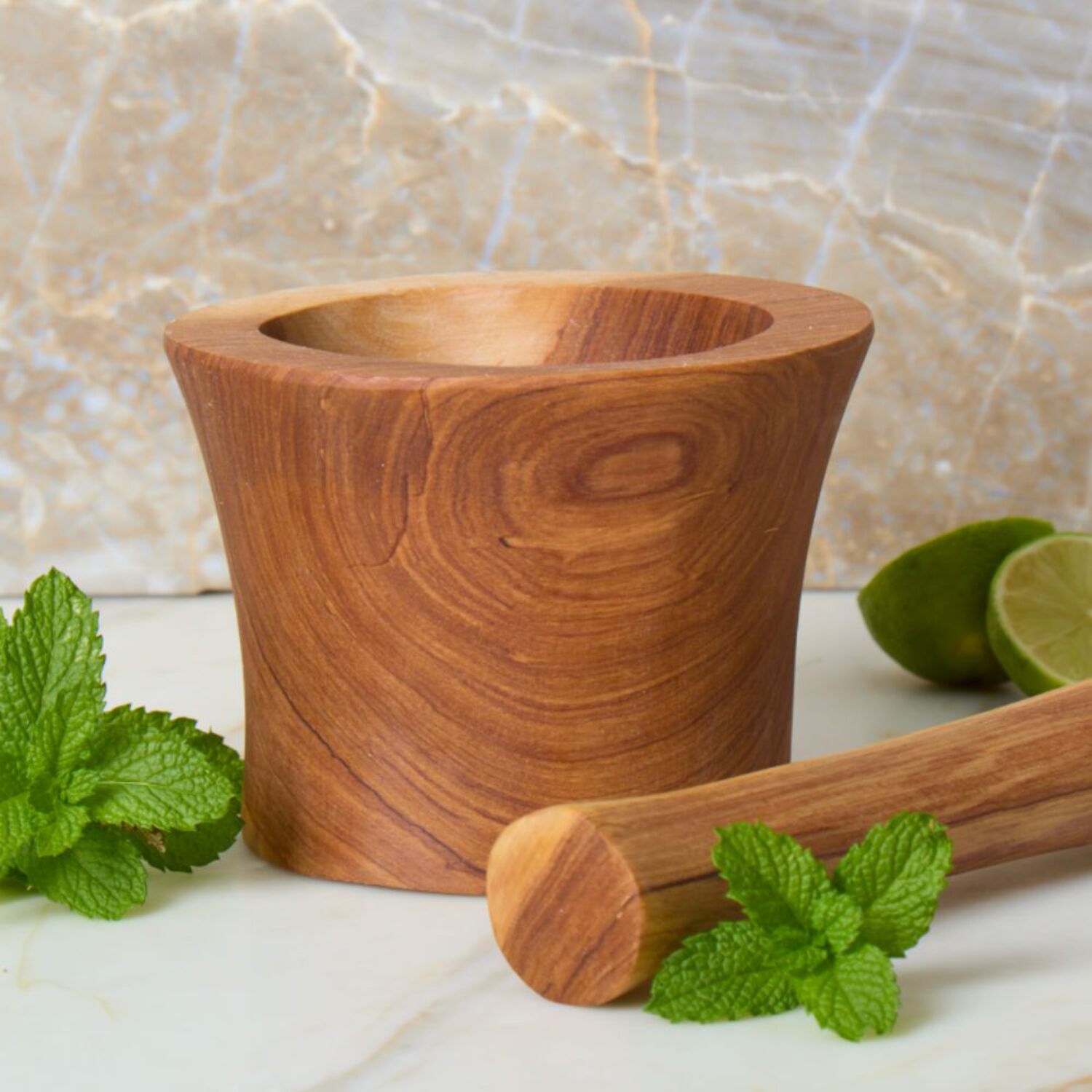 Olive Wood Mortar + Pestle main image 0