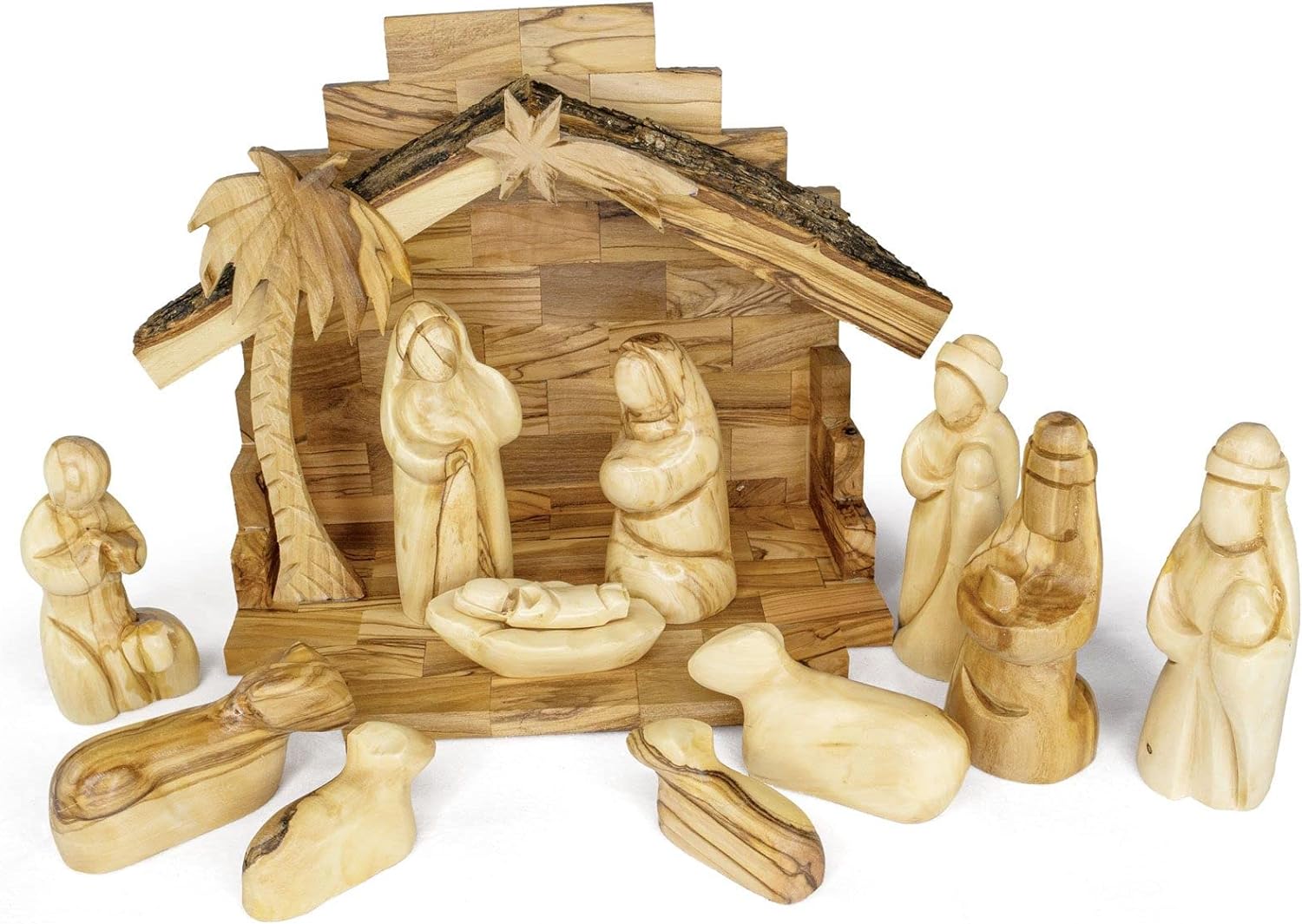 Olive Wood Nativity Set From Bethlehem Intricately Hand Carved Wooden