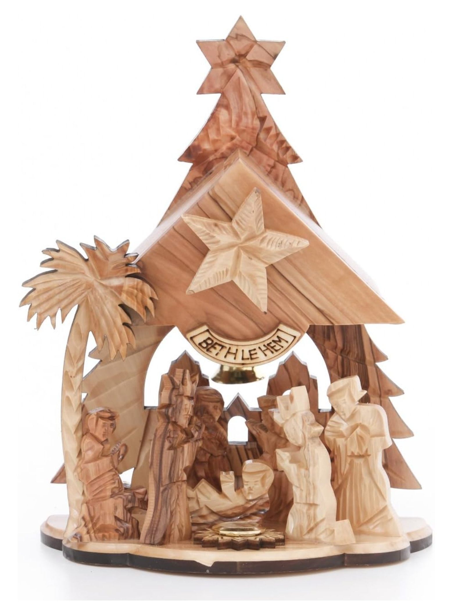 Olive Wood Nativity Set Jerusalem Crafted Musical Nativity Scene