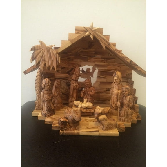 Olive Wood Nativity Set with 12 pieces