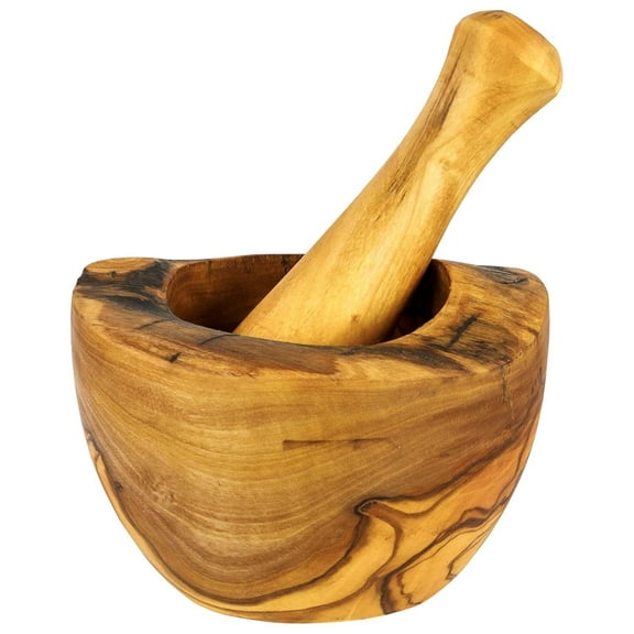 Olive Wood Rustic Mortar and Pestle