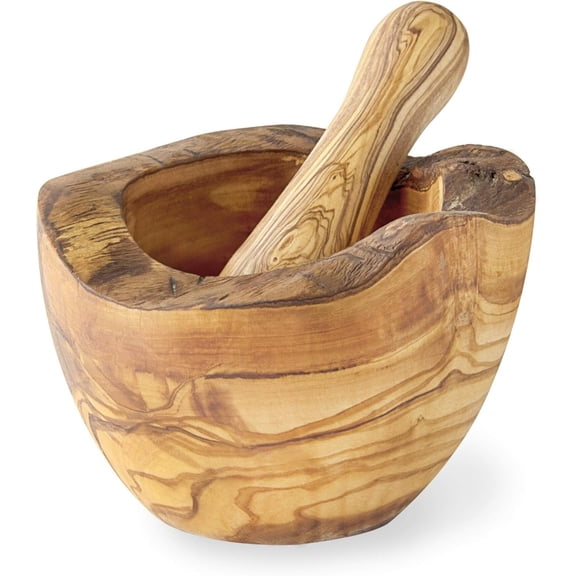 Olive Wood Rustic Mortar and Pestle
