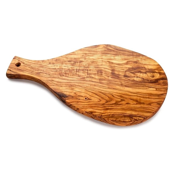 Olive Wood Serving Board, Wooden Cheese Board, Serving Board with Handle, Premium Hand Carved Kitchen Charcuterie Board for Meat, Bread, Vegetables, 15x7