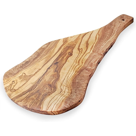 Olive Wood Serving Board with Handle - 21" Wooden Cheese Board for Meat Cheese & Vegetables