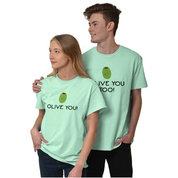 Olive You Love Pun Matching Couples Plus Size Crewneck Graphic Tee Shirt Brisco Brands 2X