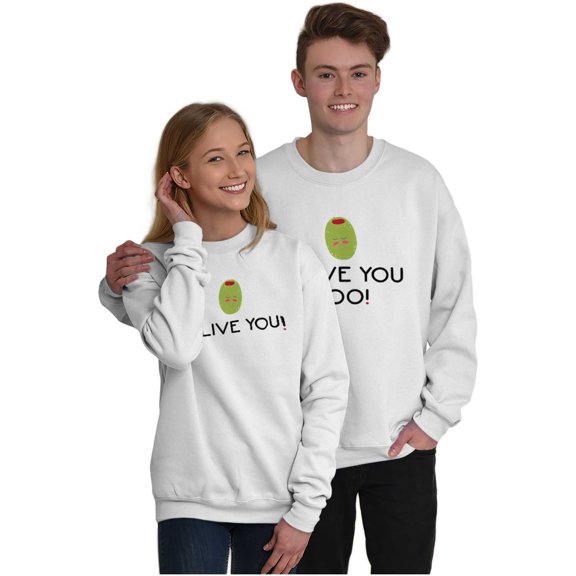 Olive You Love Pun Matching Couples Unisex Plus Fleece Graphic Sweatshirt Brisco Brands 3X