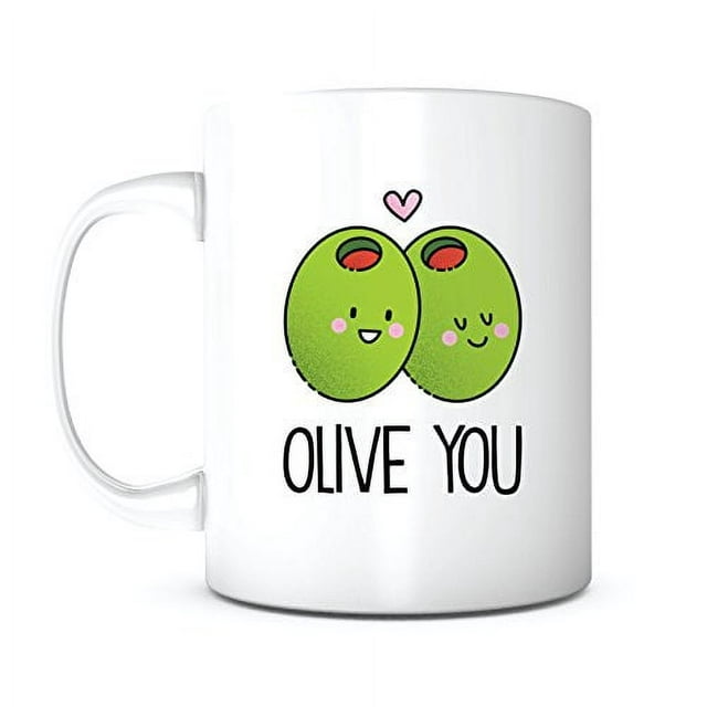 Olive You-Morning Coffee Mug Anniversary Romantic Gift, Funny Cute Gift, Boyfriend Girlfriend Gifts, Love Gift, Christmas Valentines Day, Birthday Mothers Day Fathers Day Gift, Mugs for Mom Dad