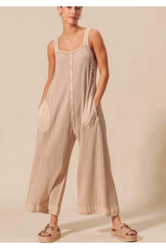 Olive waffle overall