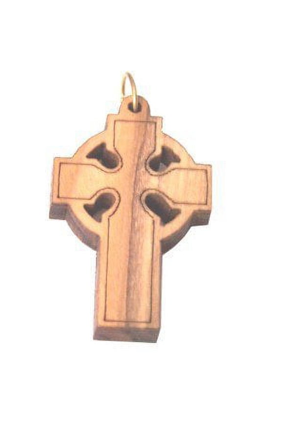 Olive wood Celtic Cross Laser Pendant (6cm or 2.36" long )