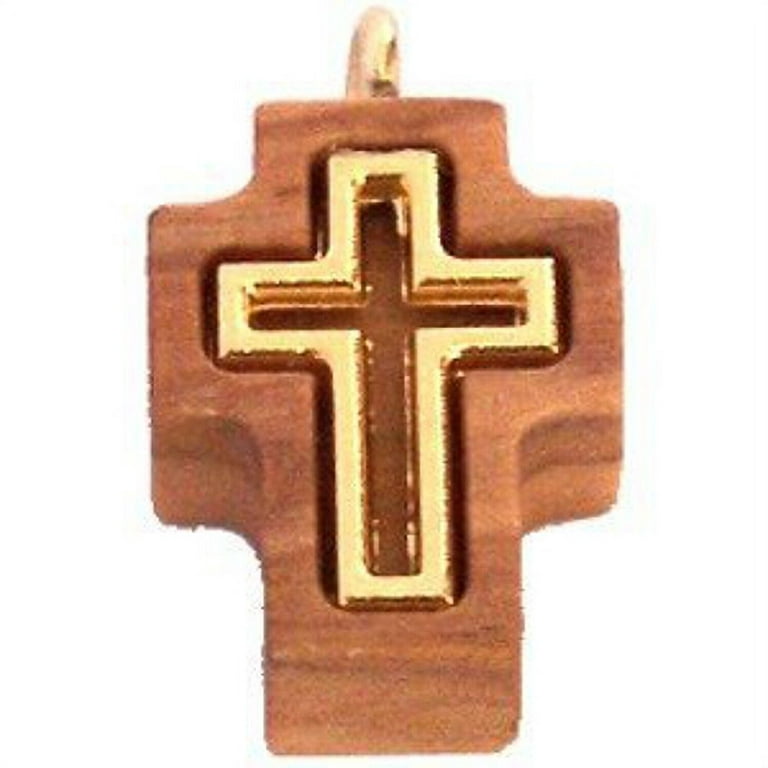 Olive Wood Cross Pendant - Latin Cross