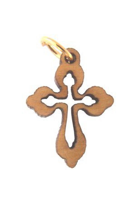 Olive wood Eastern mini-Cross Laser Pendant(2x1.6 cm or 0.8x0.6")
