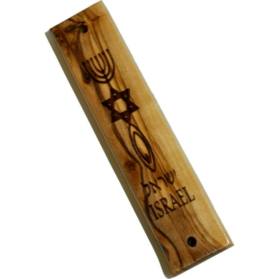 Olive wood Messianic Mezuzah engraved with Laser ( 5 inches ) - Large fits 3 Inch Klaf