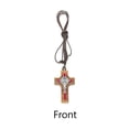 thumbnail image 1 of Olive wood and red enamel Holy Spirit cross with brown cord, 1 of 2