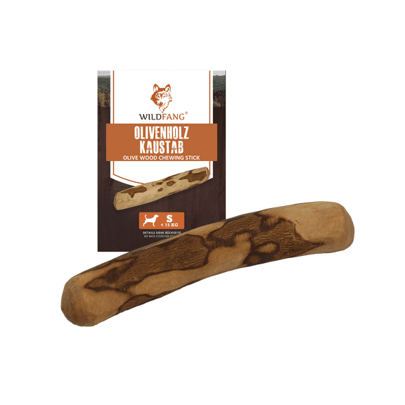 Wildfang 1 Olive Wood Dog Chew (Size S) Natural Teething & Chew Toy for Puppies & Dogs, Long-Lasting Wooden Stick, Root Bone, Safe Wood Chew for All Breeds