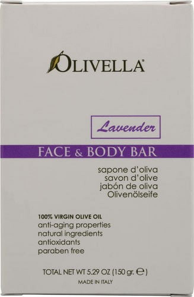 Olivella Face and Body Bar Soap, Lavender, 5.29 oz