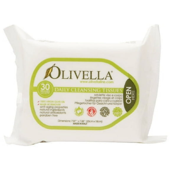 Olivella Olive Oil Daily Facial Cleansing Tissues - 30 Ea